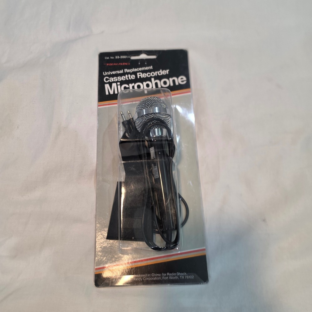 Realistic Cassette Recorder Microphone OS Black Silver New 33-2001A Vintage NOS